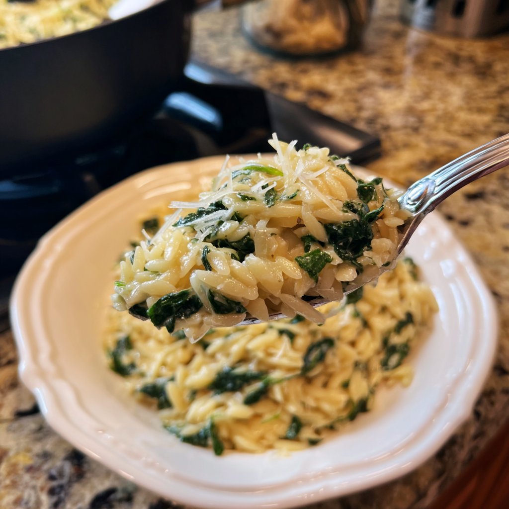 Creamy Spinach Parmesan Orzo