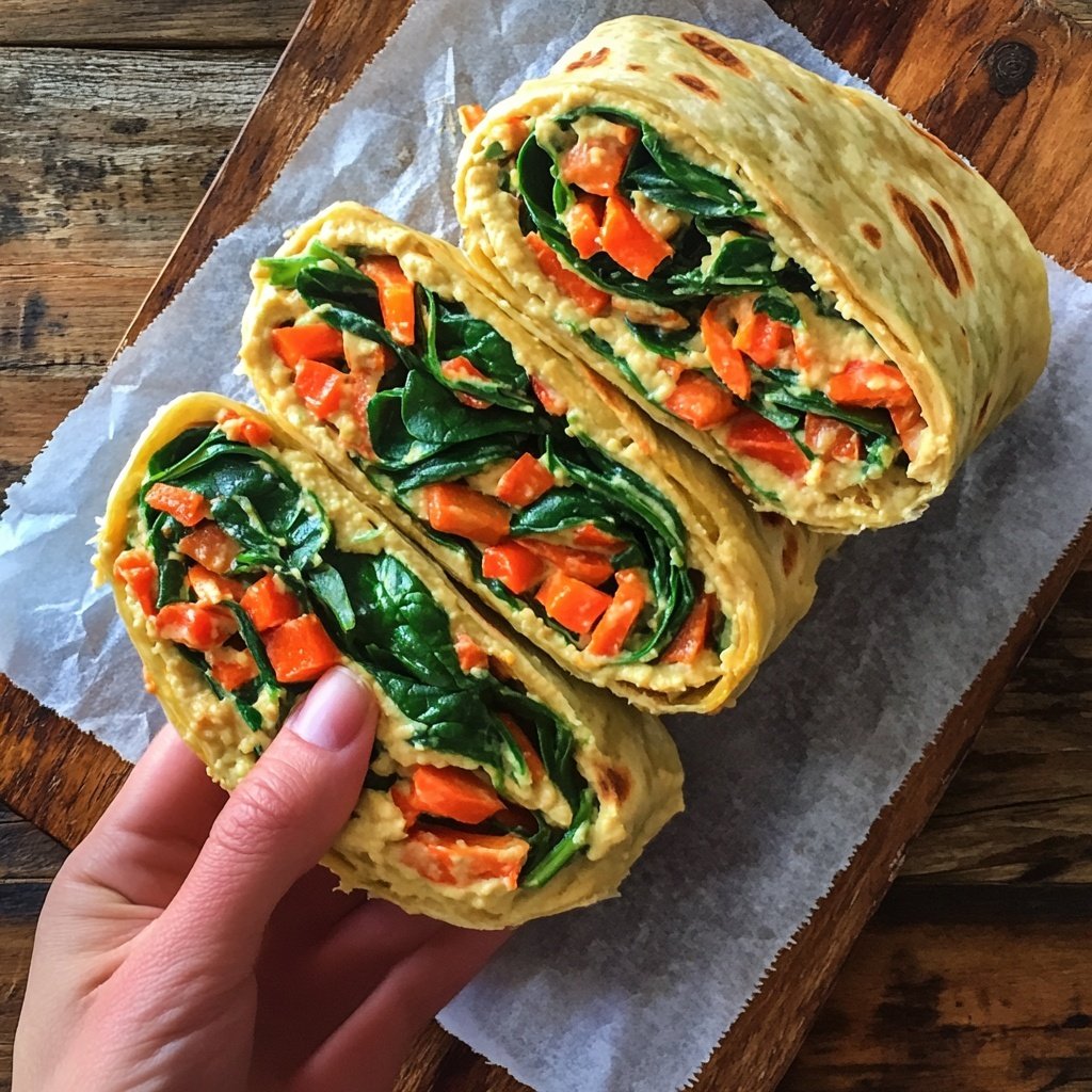 High-Protein Veggie Hummus Wrap Lunch