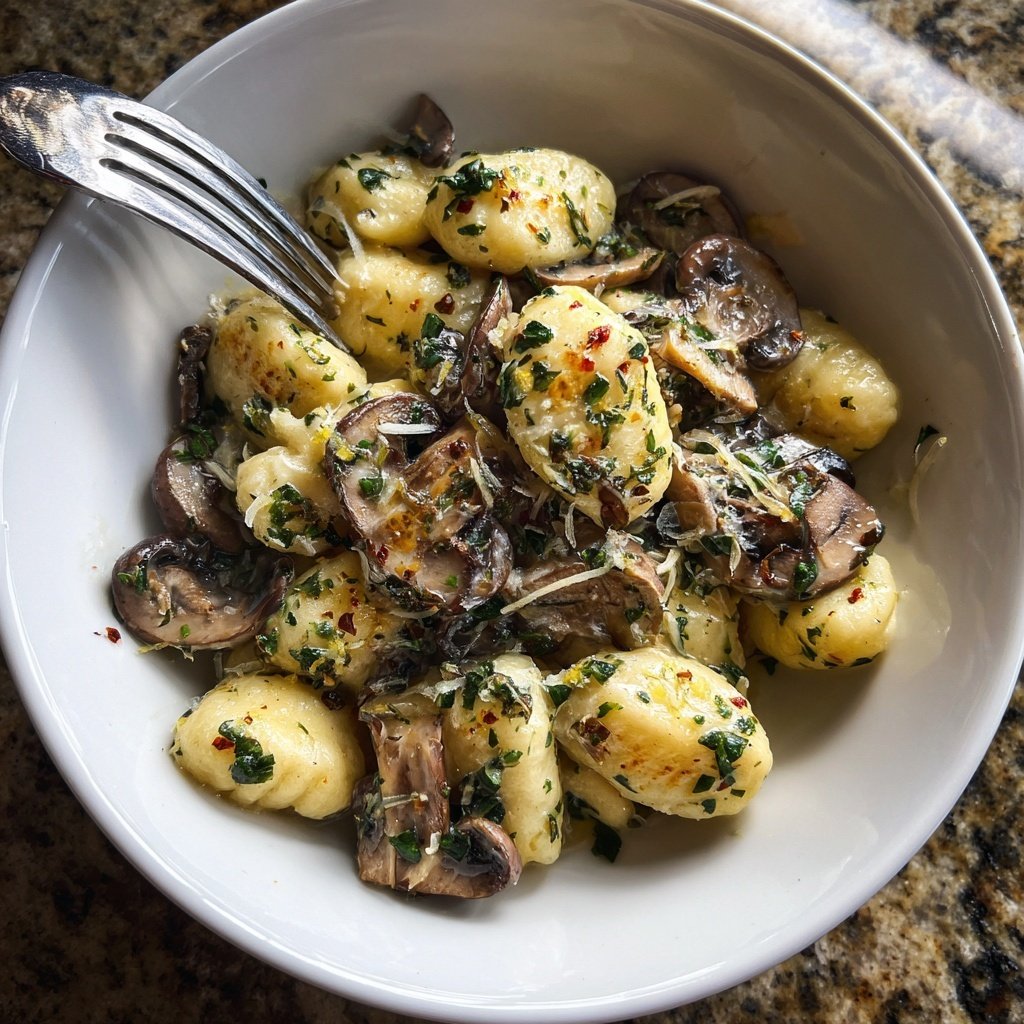 Romantic Lemon Mushroom Gnocchi