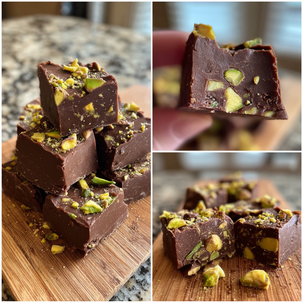 Chocolate Pistachio Fudge Bites
