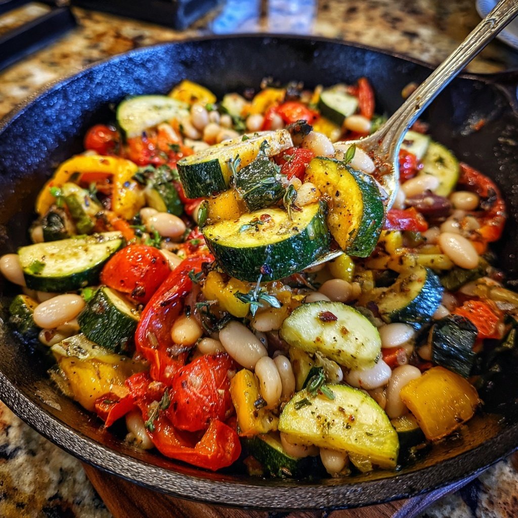 Roasted Veggie White Bean Skillet