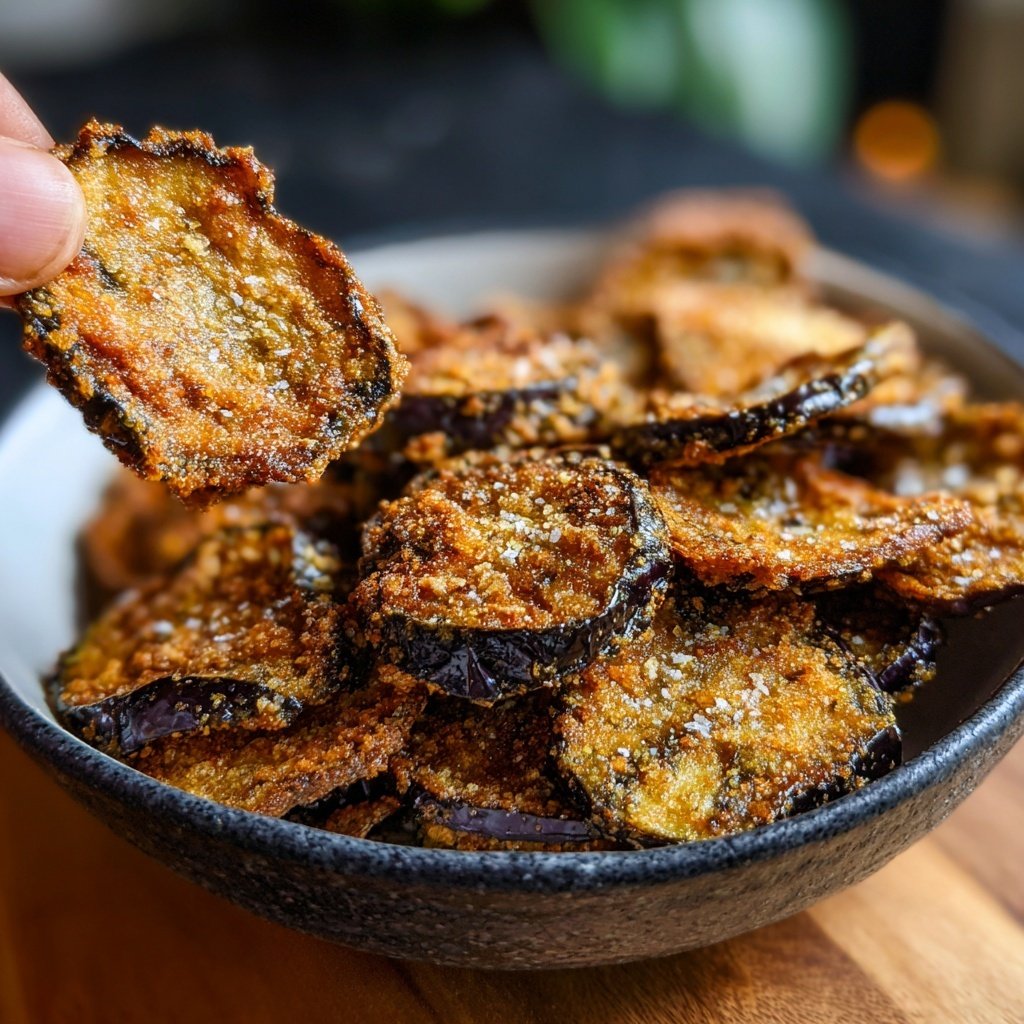 Crispy Eggplant Garlic Chips