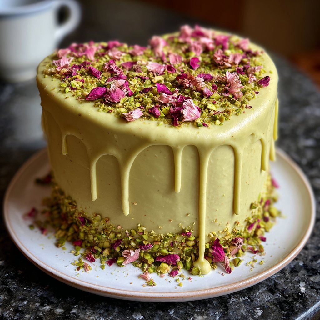 Mini Heart Cake with Pistachio Buttercream