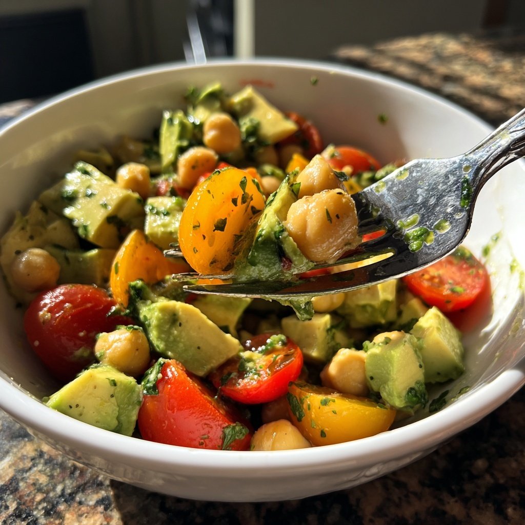 Healthy & Light Avocado Chickpea Salad