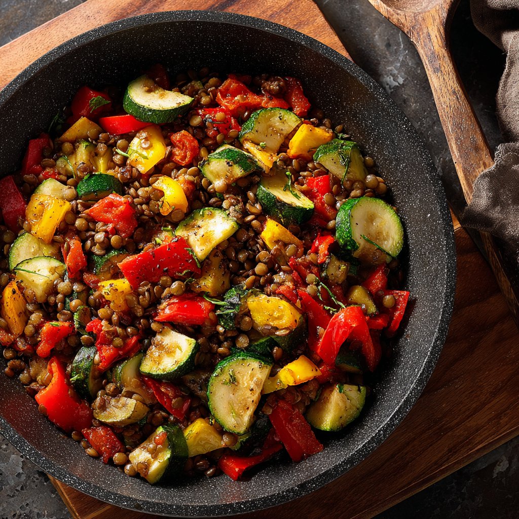 Roasted Veggie Lentil Skillet