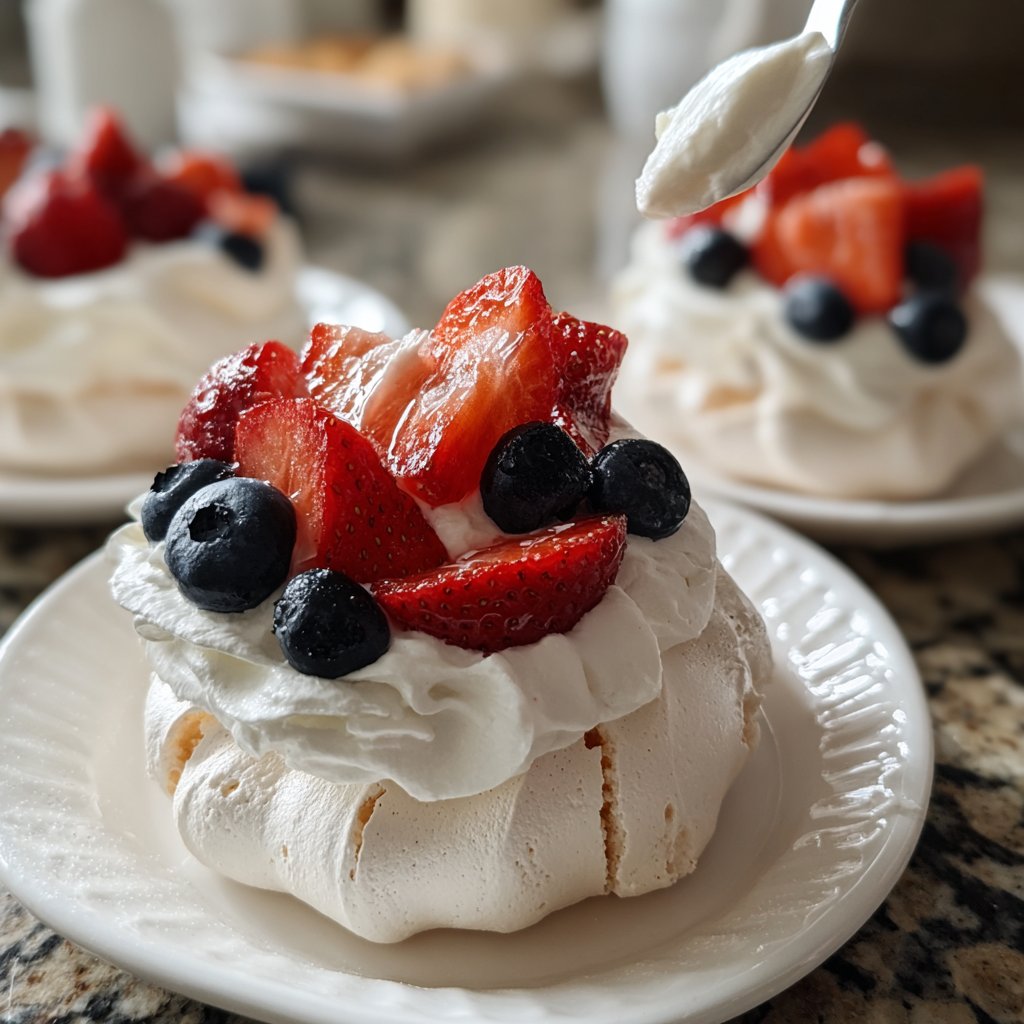 Mini Pavlovas with Cream and Berries